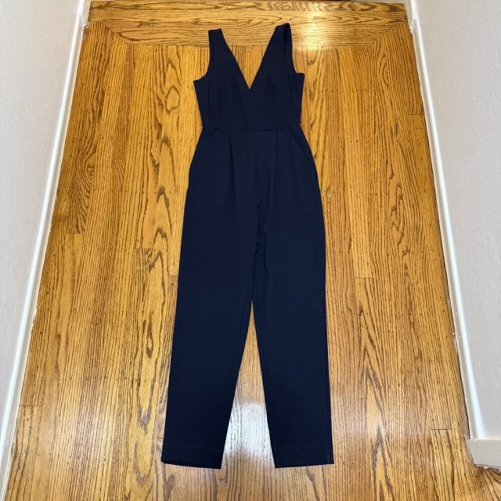 French Connection sleeveless v-neck jumpsuit, navy, size 2